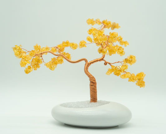 Citrine with Copper Wire Bonsai Crystal Feng Shui Tree