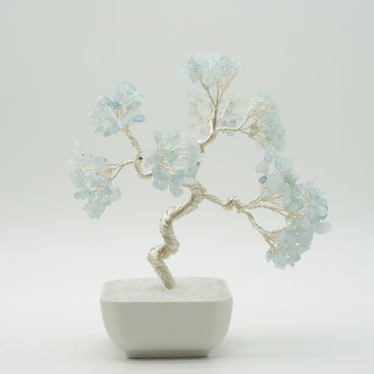 Aquamarine Crystal Tree Silver Wire Feng Shui Tree