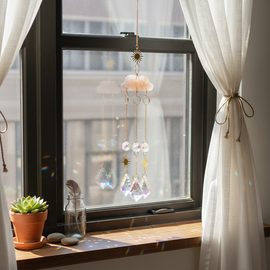Crystal Cloud Sun Catcher, Boho Room Decor