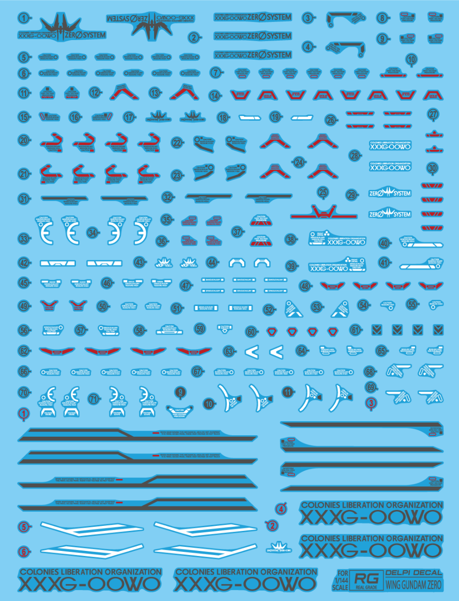 Delpi Decal Waterslide Decals for RG XXXG-00W0 Wing Gundam Zero Custom