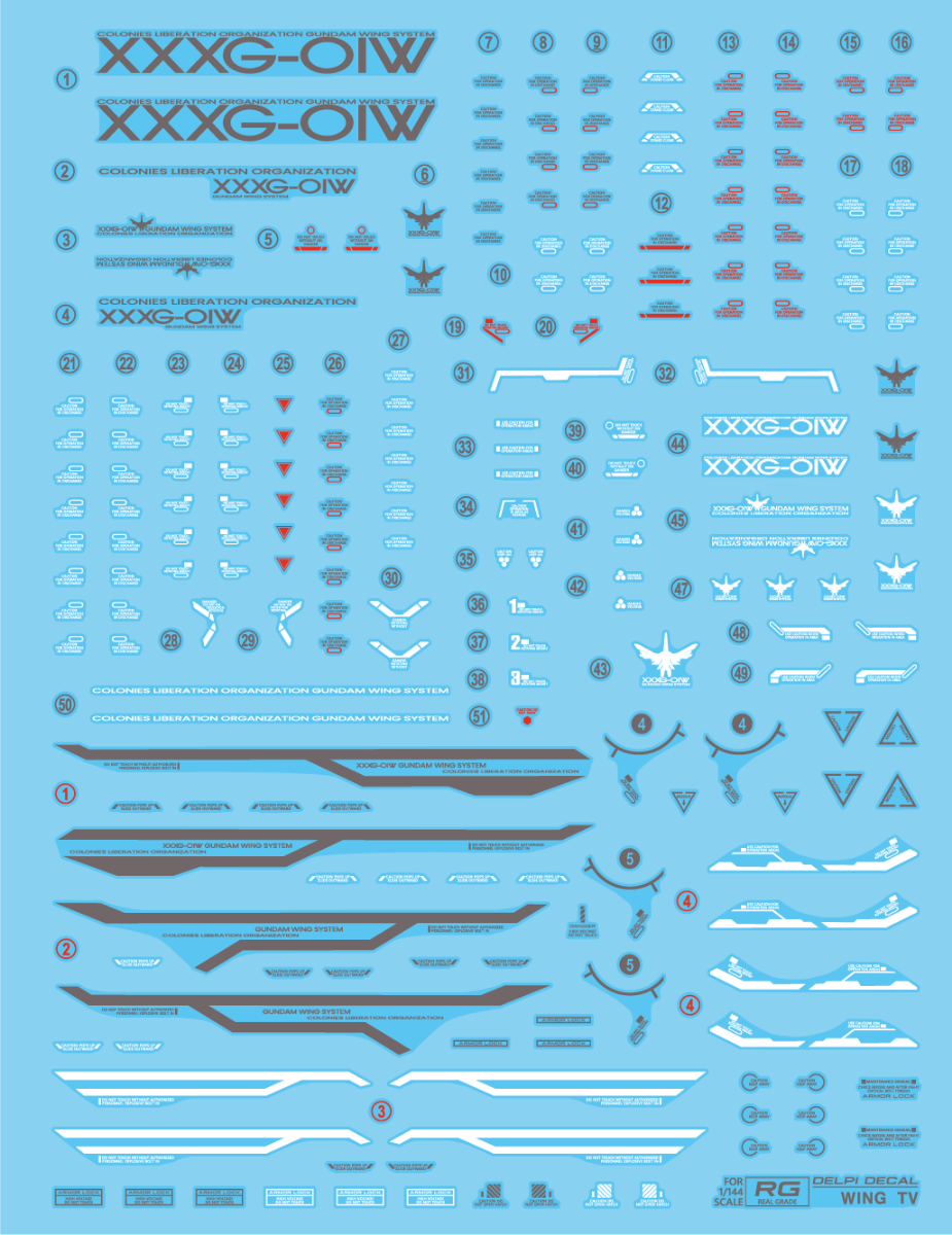 Delpi Decal Waterslide Decals for RG XXXG-01W Wing Gundam (TV ver.)