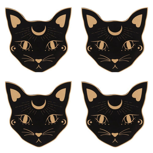 Black Cat Mystic Mog Drink Coasters Set