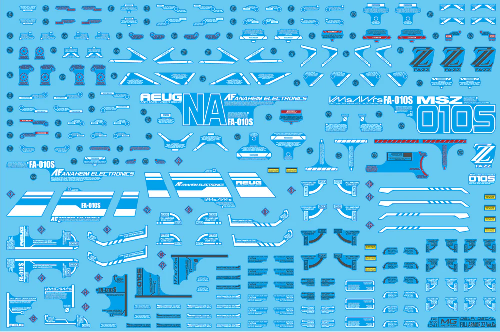 Delpi Decal Waterslide Decals for MG Full Armor ZZ Gundam Ver. Ka