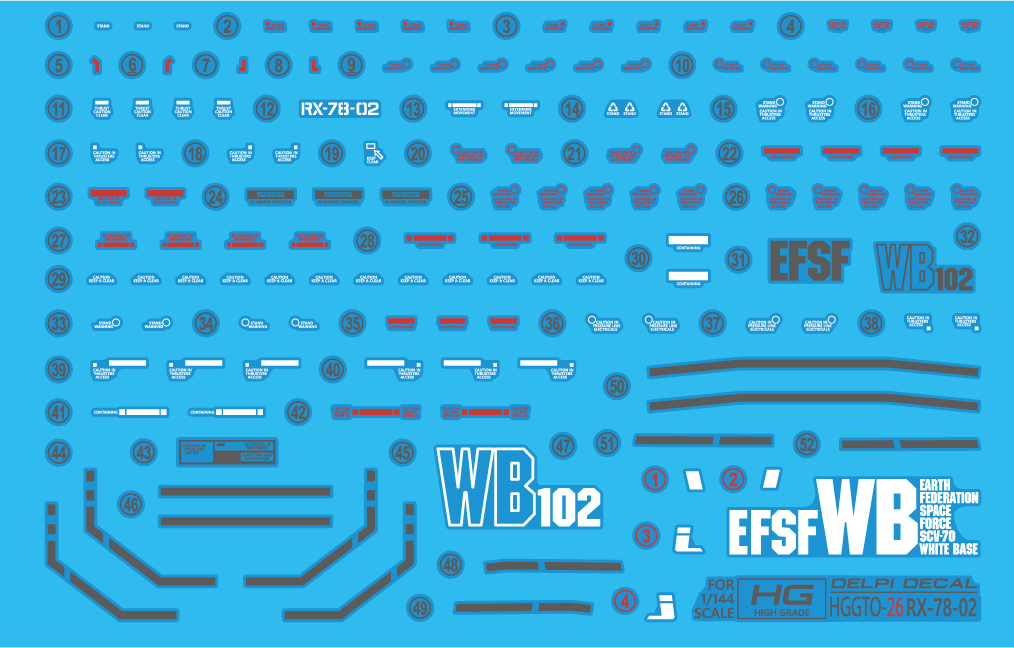 Delpi Decal Waterslide Decals for HGTO RX-78-2 Gundam