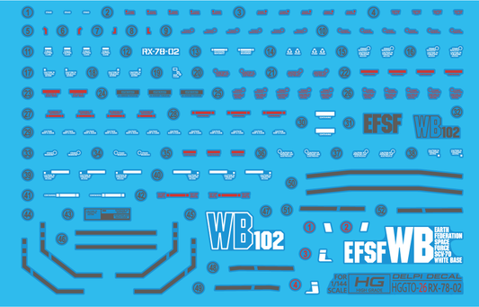 Delpi Decal Waterslide Decals for HGTO RX-78-2 Gundam
