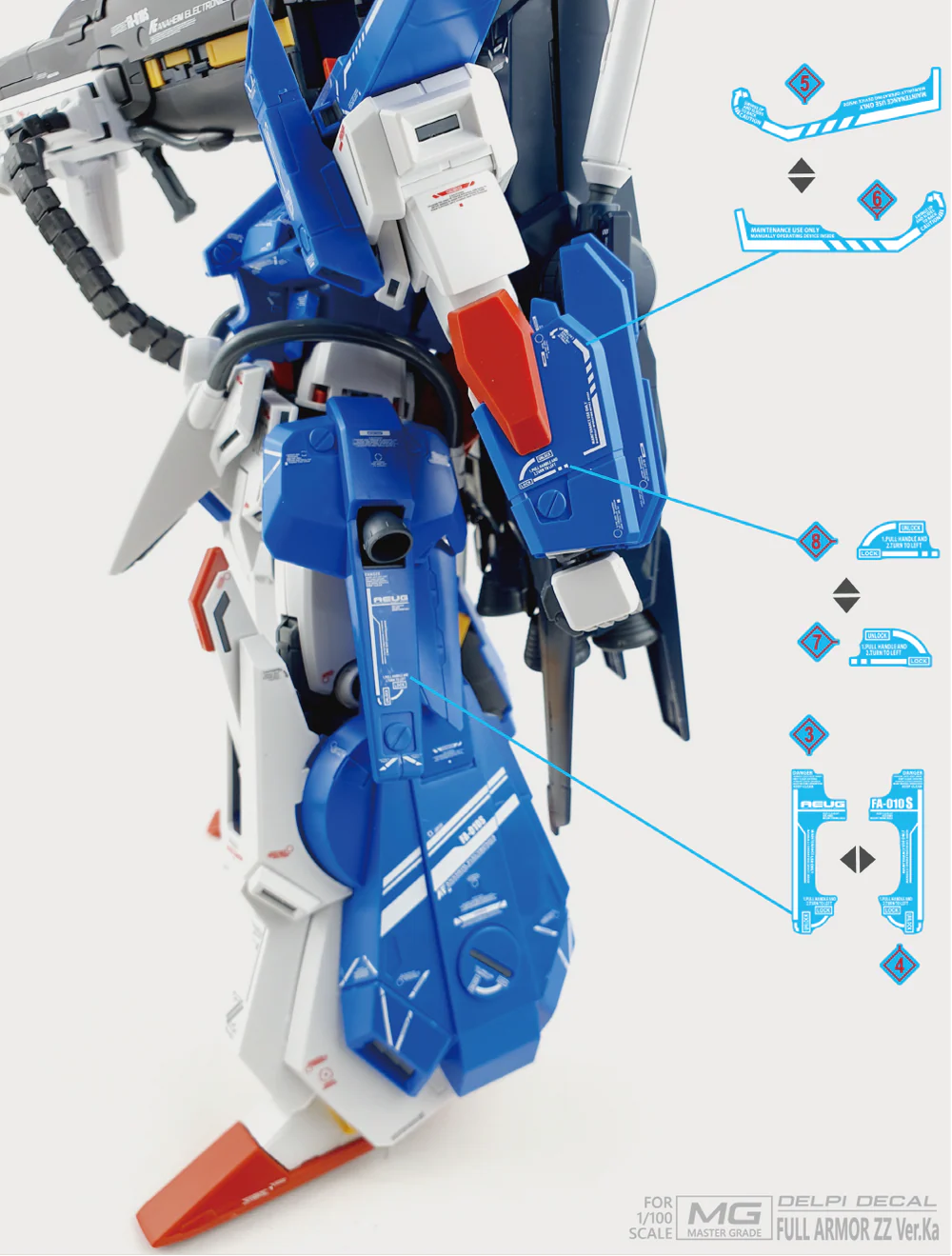 Delpi Decal Waterslide Decals for MG Full Armor ZZ Gundam Ver. Ka