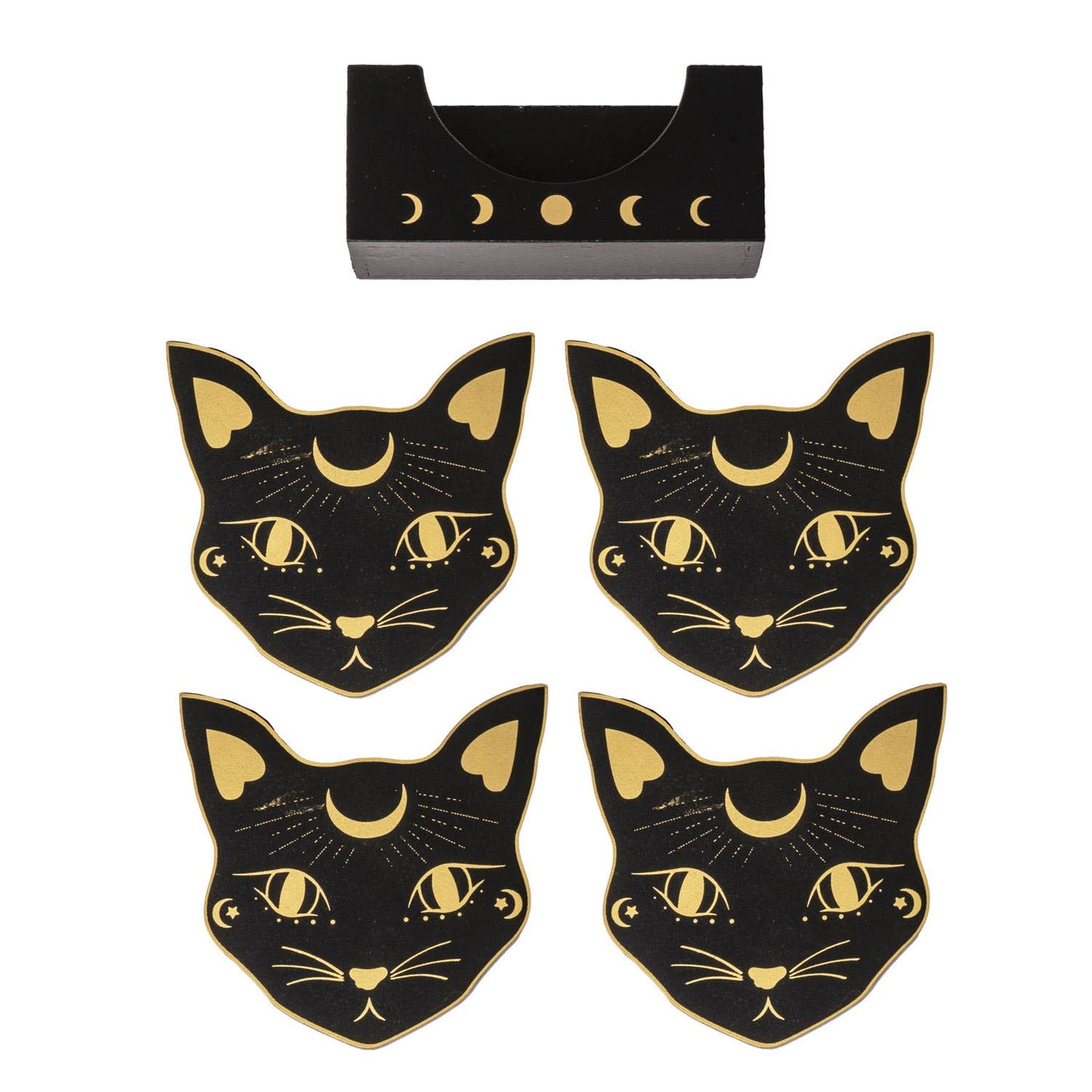 Black Cat Mystic Mog Drink Coasters Set