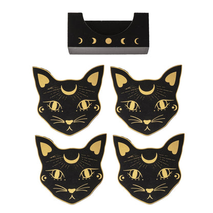 Black Cat Mystic Mog Drink Coasters Set
