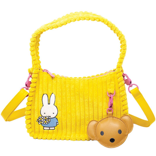 Whatever! Makes You Happy x Miffy Yellow Corduroy Crossbody Bag with Charm