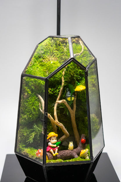 Totoro & Mei in Forest -  Ghibli-inspired Preserved Moss Terrarium Home Decor