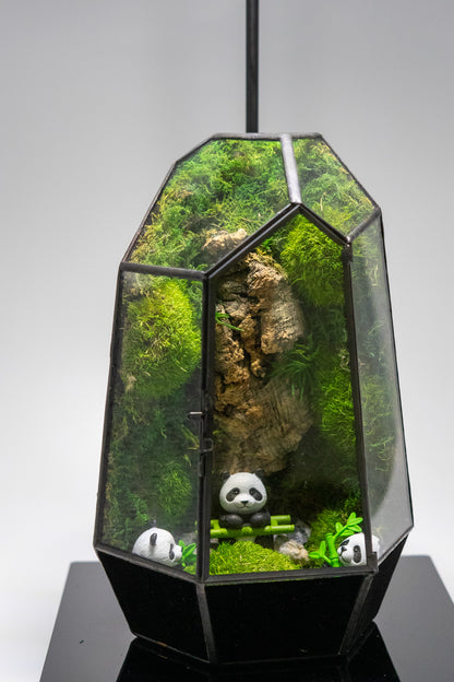 Panda Forest Preserved Moss Terrarium Home Decor Centerpiece