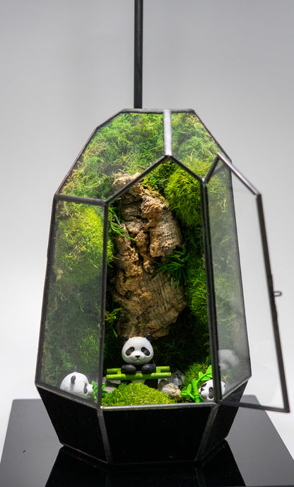 Panda Forest Preserved Moss Terrarium Home Decor Centerpiece