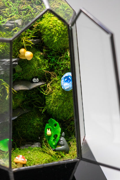 Totoro in Forest - Ghibli-inspired Preserved Moss Terrarium Home Decor