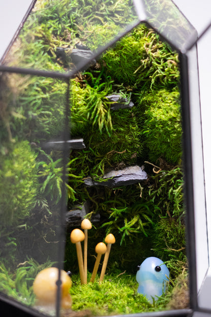 Mushroom Fairies Preserved Moss Terrarium Home Decor Centerpiece