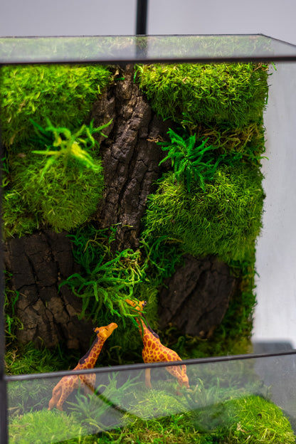Giraffe Forest Preserved Moss Box Terrarium Desktop Centerpiece
