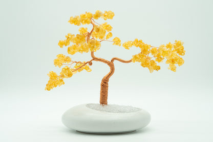 Citrine with Copper Wire Bonsai Crystal Feng Shui Tree