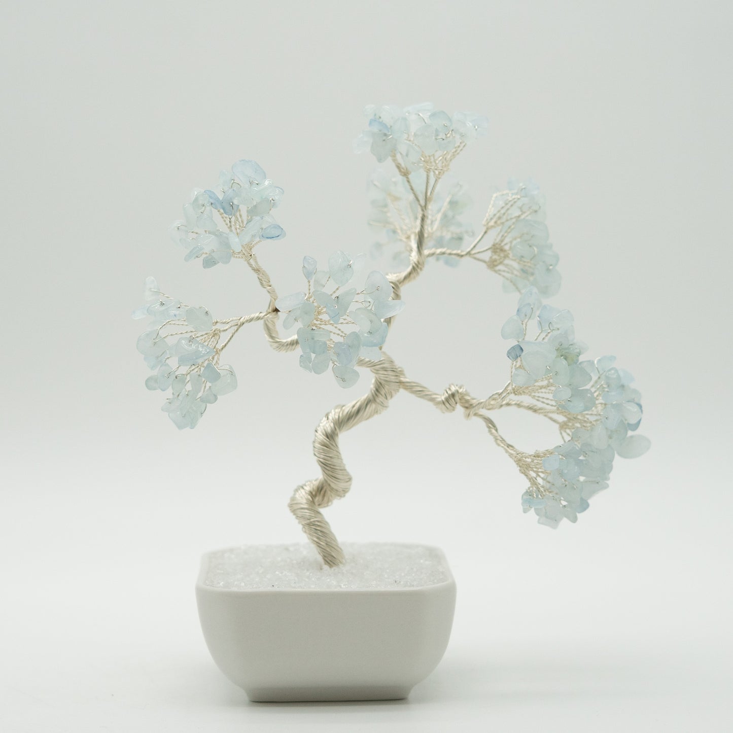 Aquamarine Crystal Tree Silver Wire Feng Shui Tree