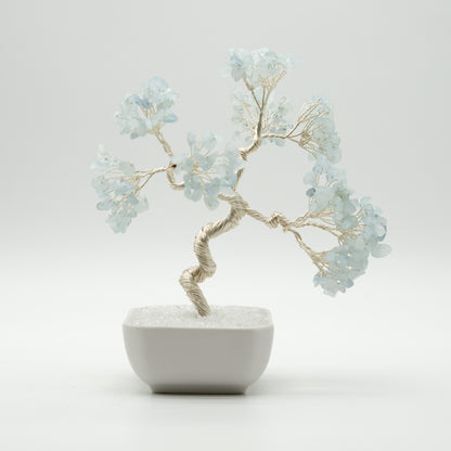 Aquamarine Crystal Tree Silver Wire Feng Shui Tree