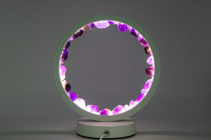 Amethyst Night Lamp, Natural Healing Crystal Ring Light for Home Decor