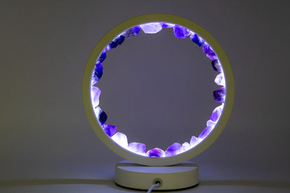 Amethyst Night Lamp, Natural Healing Crystal Ring Light for Home Decor