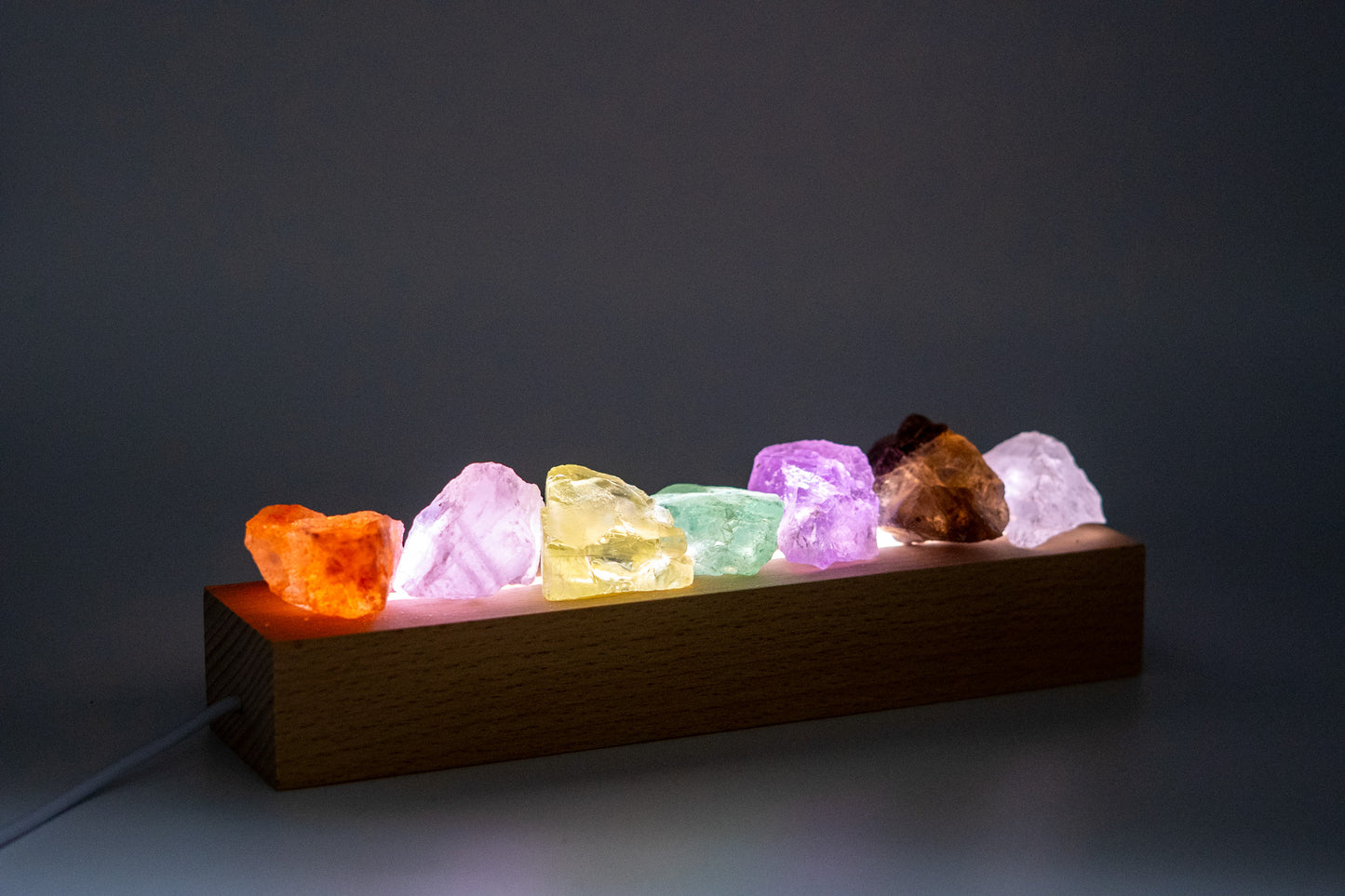 Healing Crystal Night Light, 7 Chakra Stones Bedside Lamp