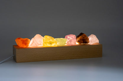 Healing Crystal Night Light, 7 Chakra Stones Bedside Lamp