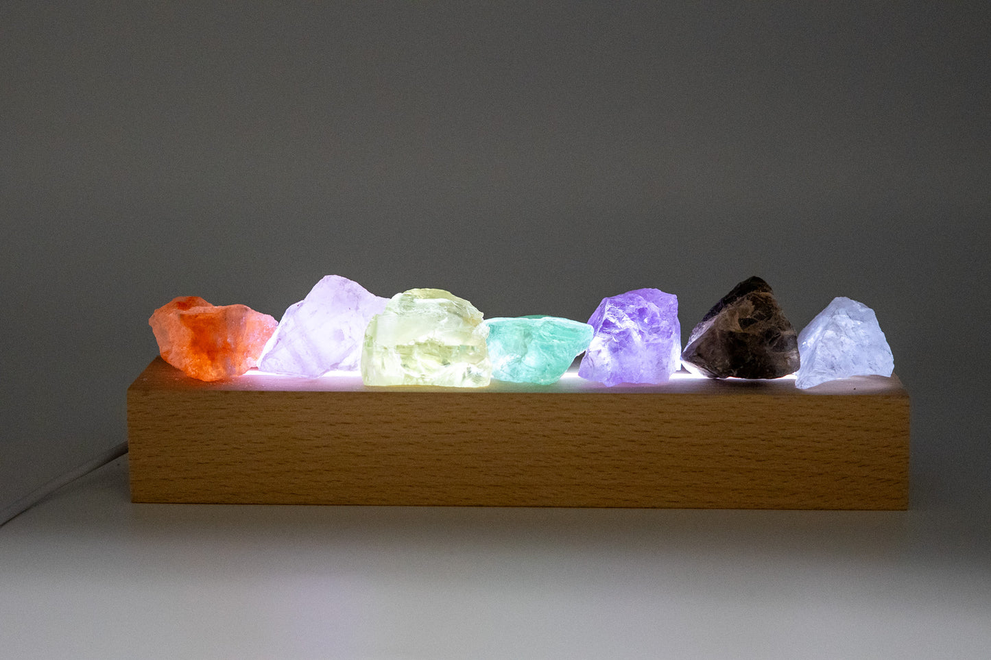 Healing Crystal Night Light, 7 Chakra Stones Bedside Lamp
