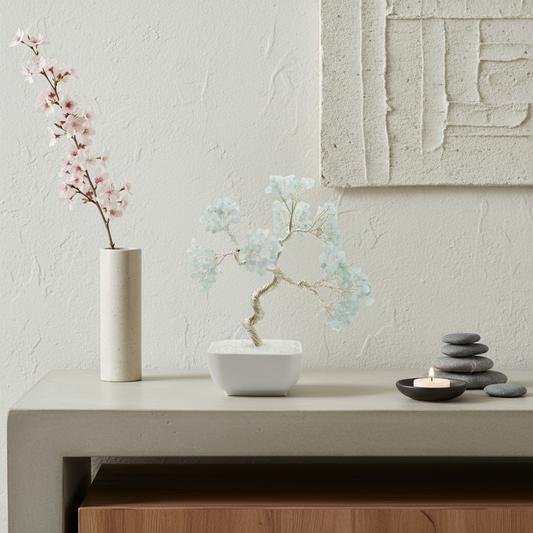 Aquamarine Crystal Tree Silver Wire Feng Shui Tree