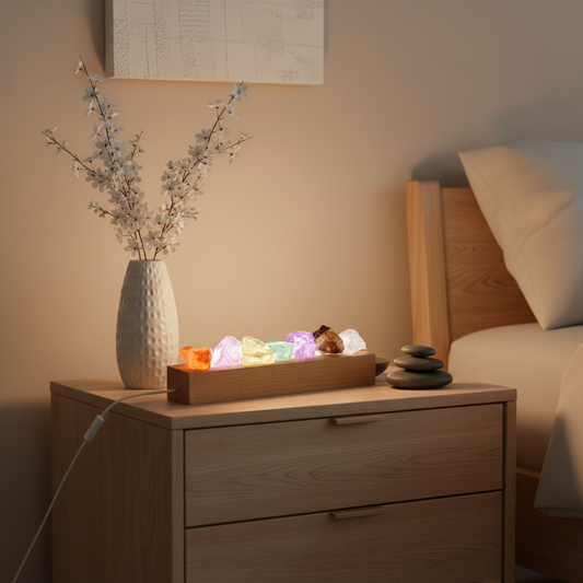 Healing Crystal Night Light, 7 Chakra Stones Bedside Lamp