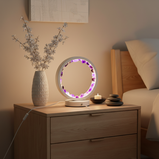 Amethyst Night Lamp, Natural Healing Crystal Ring Light for Home Decor