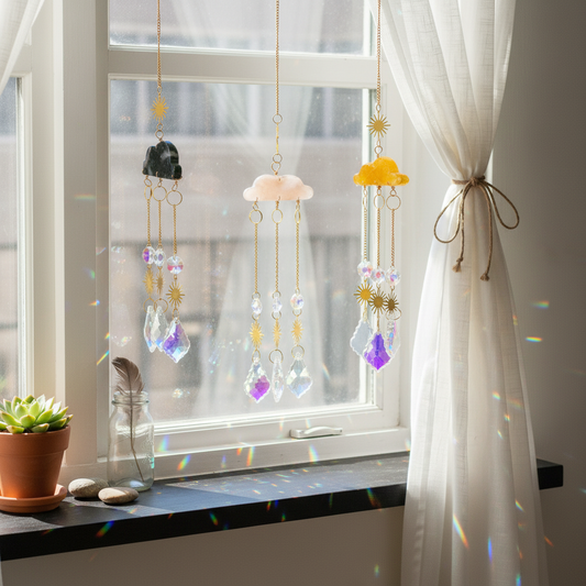 Crystal Cloud Sun Catcher, Boho Room Decor