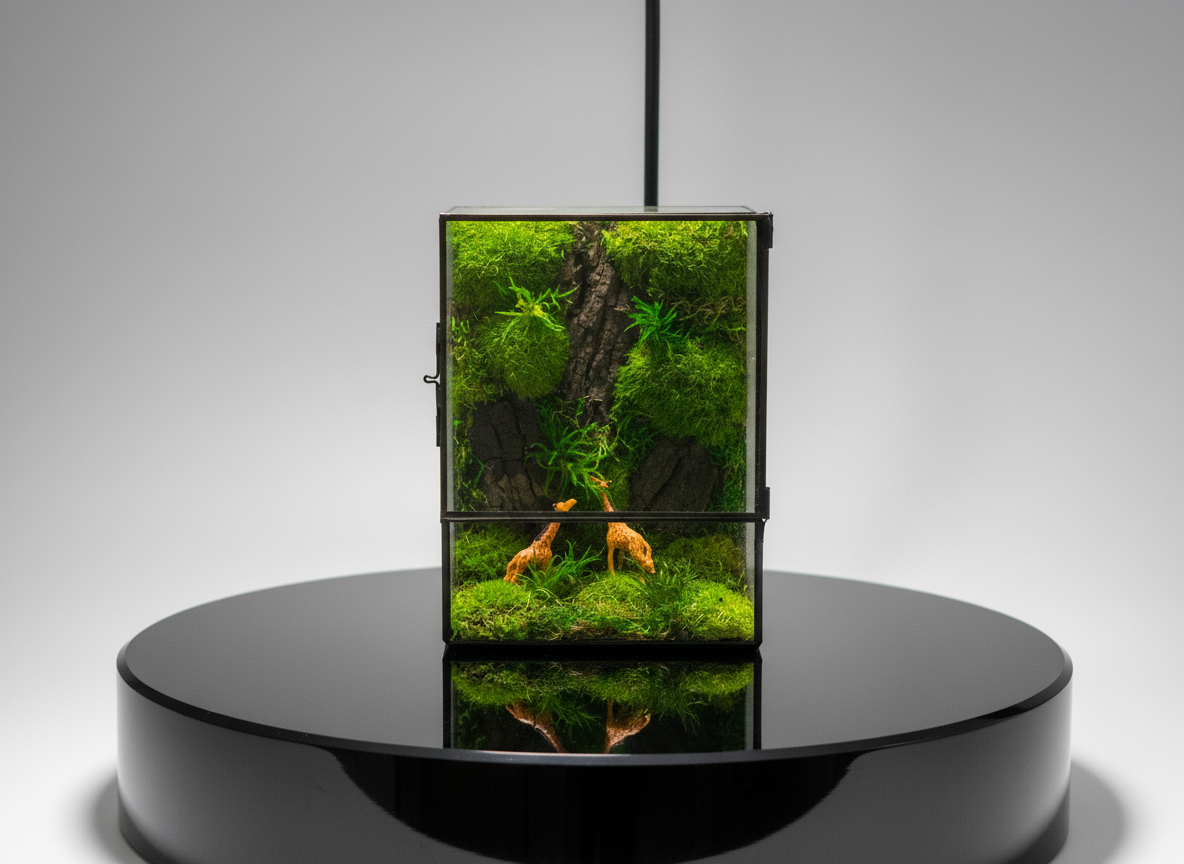 Giraffe Forest Preserved Moss Box Terrarium Desktop Centerpiece
