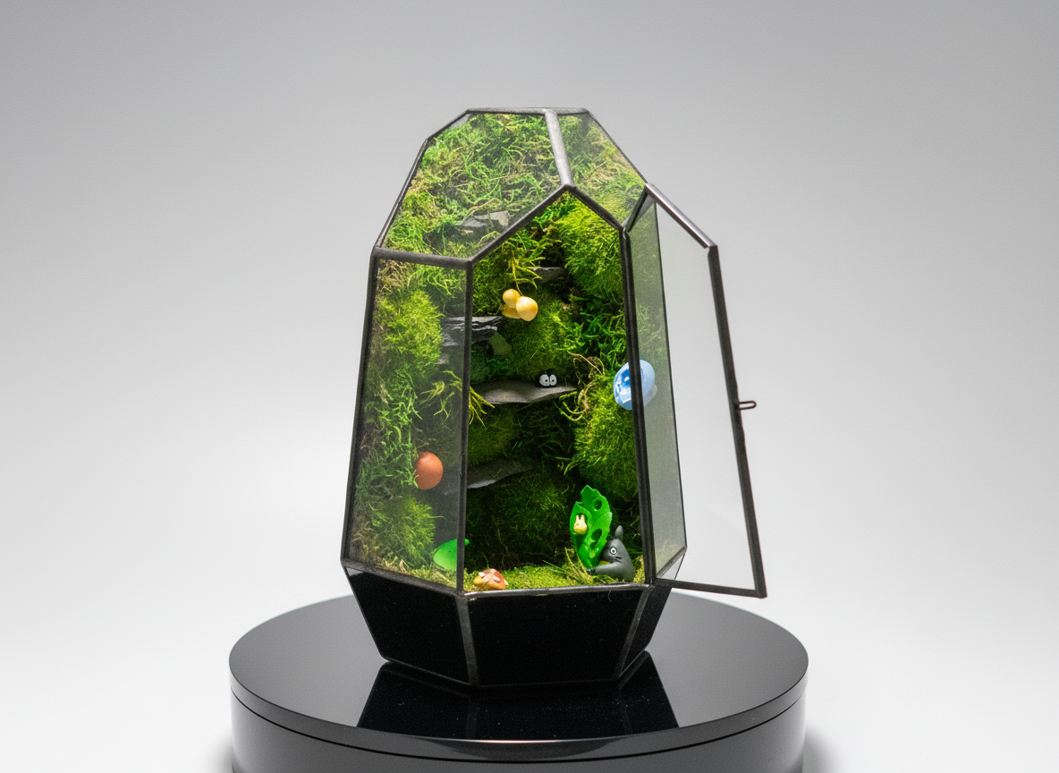 Totoro in Forest - Ghibli-inspired Preserved Moss Terrarium Home Decor