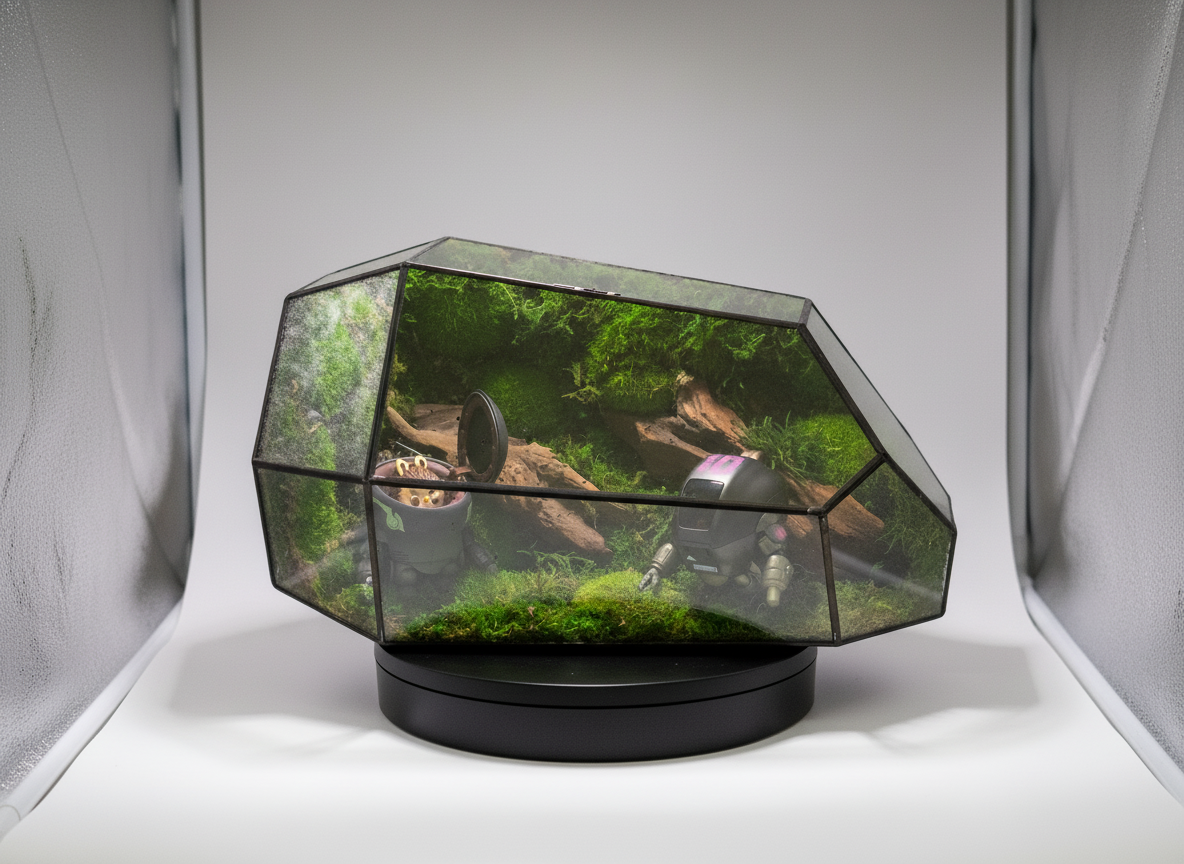 Labubu Ma.k. Robots in Forest Preserved Moss Terrarium