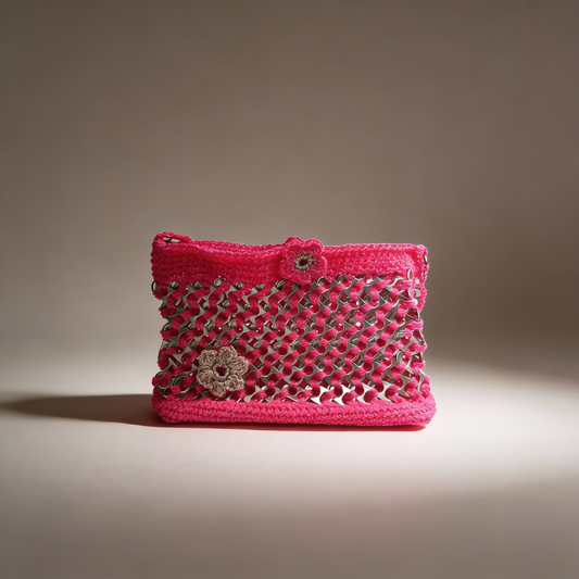 Upcycled Soda Pop Tab Crochet Crossbody Bag --- Handmade in California