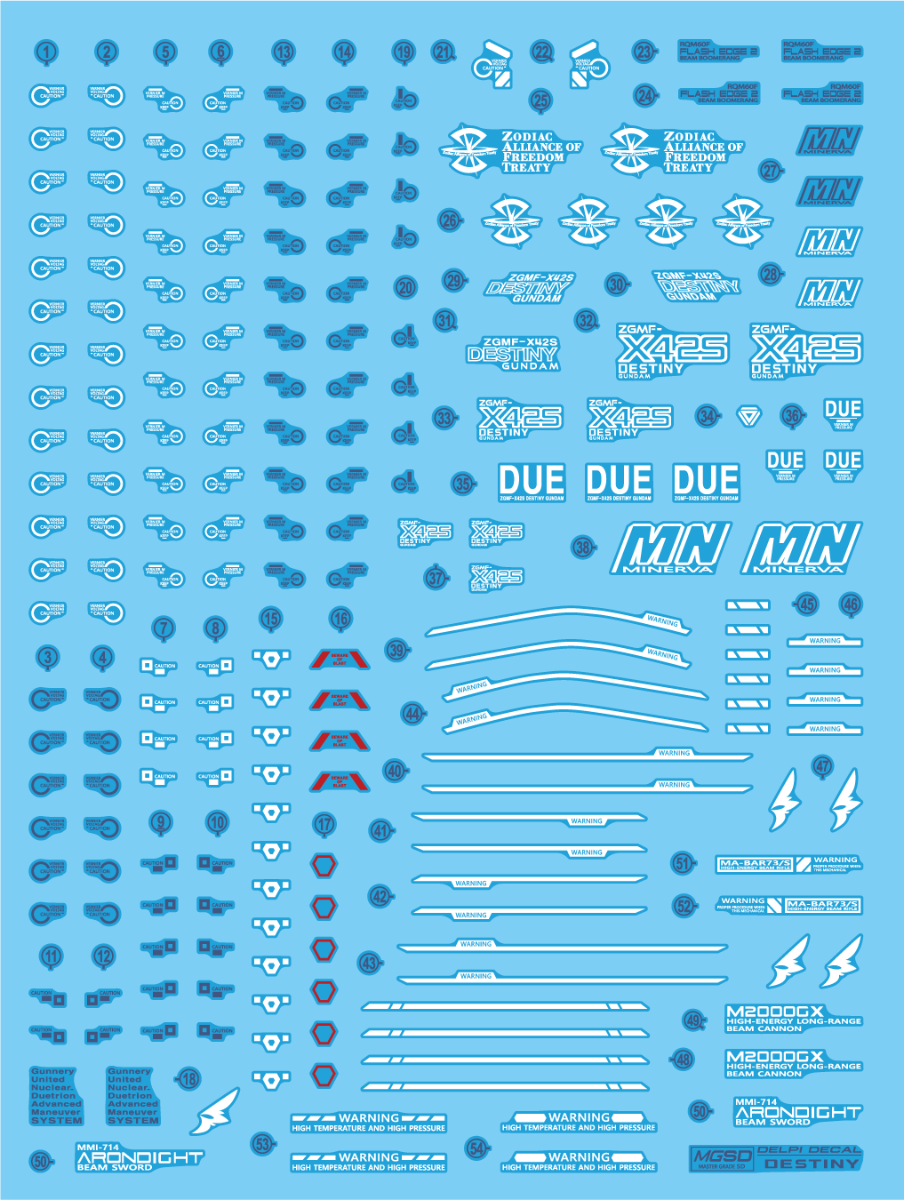 Delpi Decal Waterslide Decals for Destiny Gundam Manual Ver.