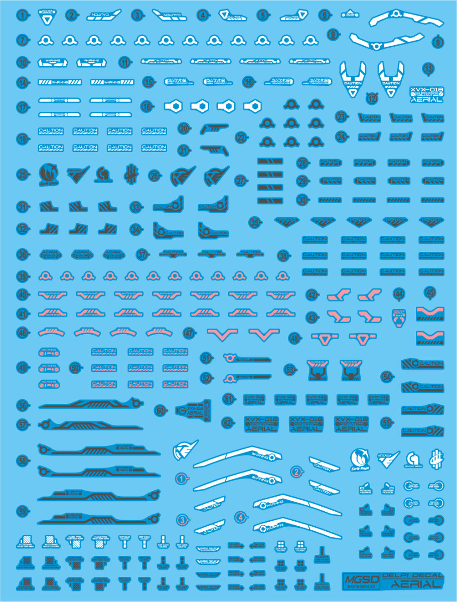 Delpi Decal Waterslide Decals for MGSD Aerial Gundam