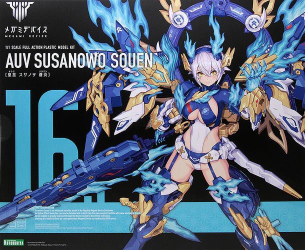 Kotobukiya Megami Device Auv Susanowo Souen w/ D House 1/12 Model Kit Mecha Girl Blue Version