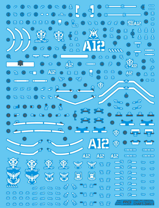 Delpi Decal Waterslide Decals for RG Char's Zaku II