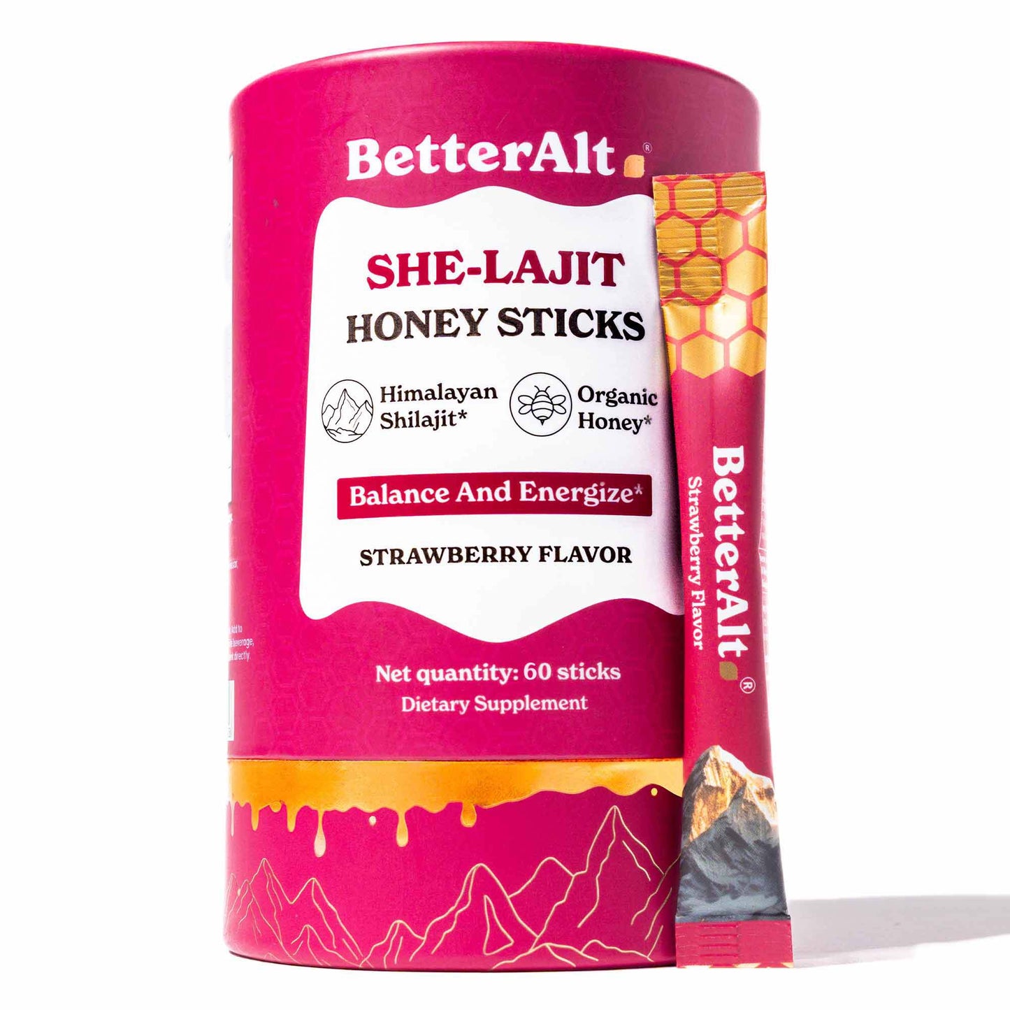 BetterAlt SHE-Lajit Honey Sticks - Strawberry
