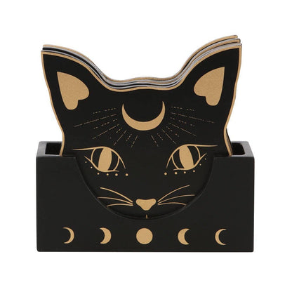 Black Cat Mystic Mog Drink Coasters Set