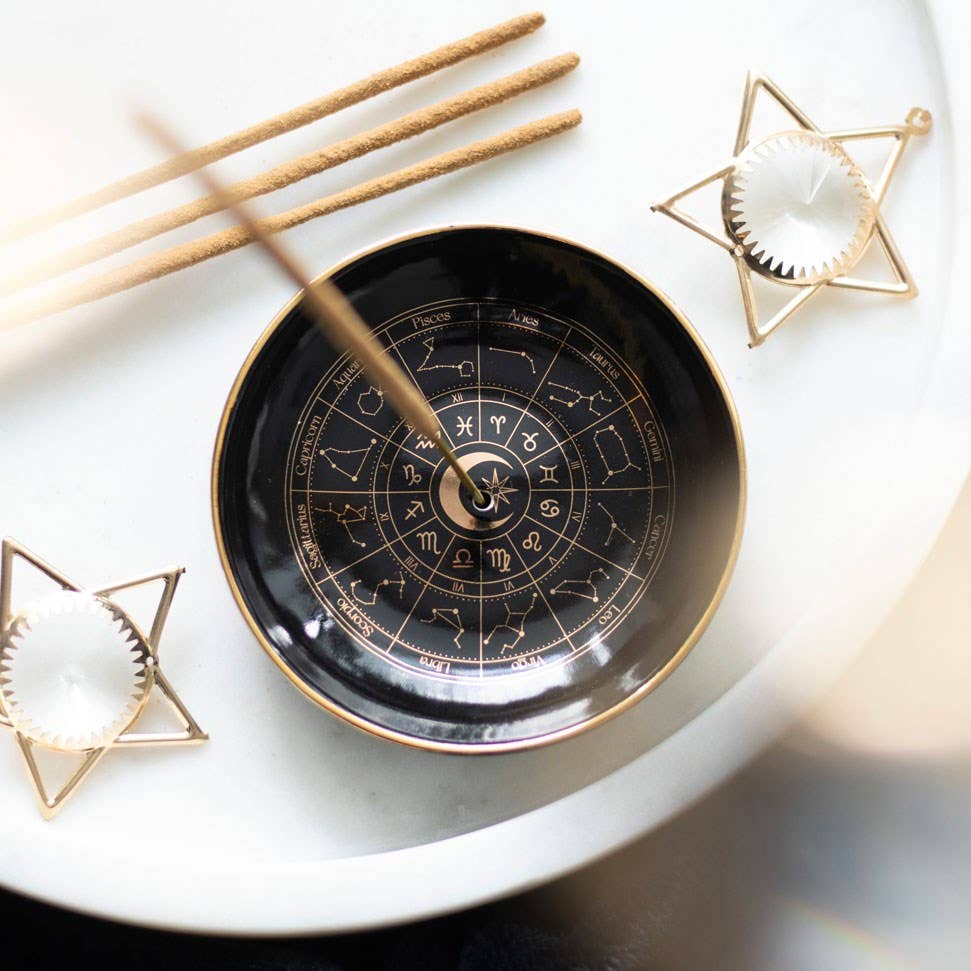 Astrology Wheel Ceramic Incense Holder