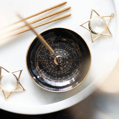 Astrology Wheel Ceramic Incense Holder