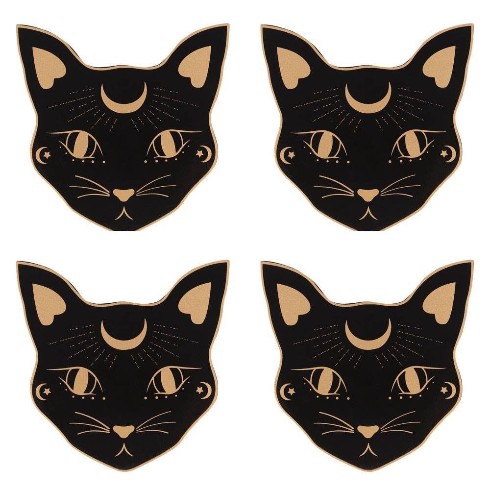 Black Cat Mystic Mog Drink Coasters Set
