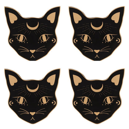 Black Cat Mystic Mog Drink Coasters Set