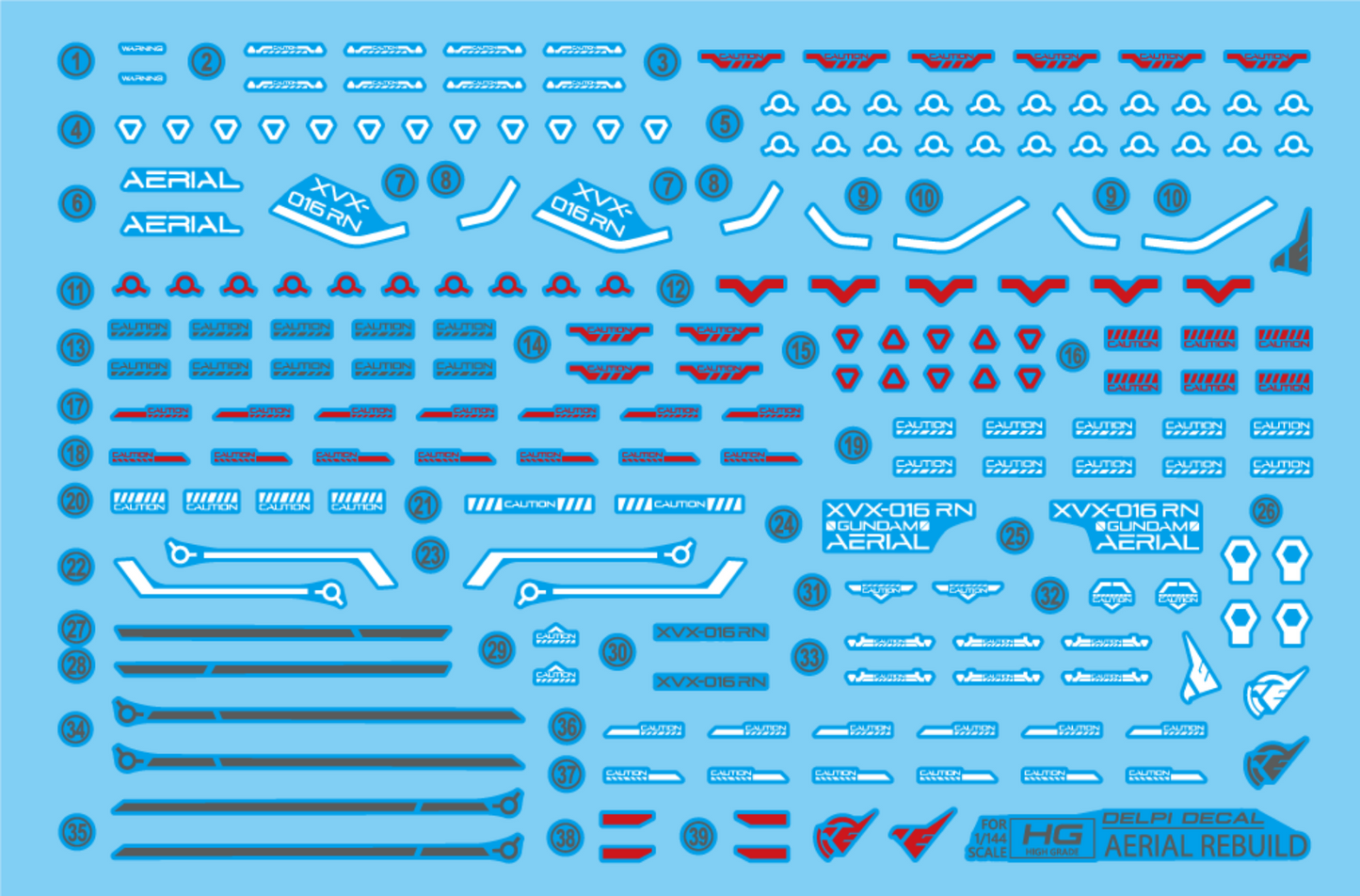 Delpi Decal Waterslide Decals for HG Aerial Rebuild