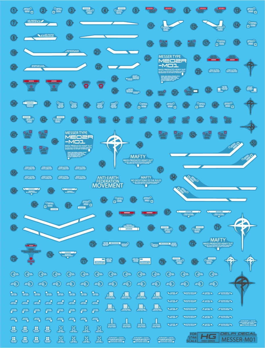 Delpi Decal Waterslide Decals for HG Messer-M01