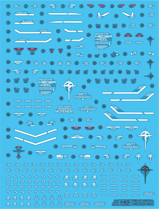 Delpi Decal Waterslide Decals for HG Messer-M01