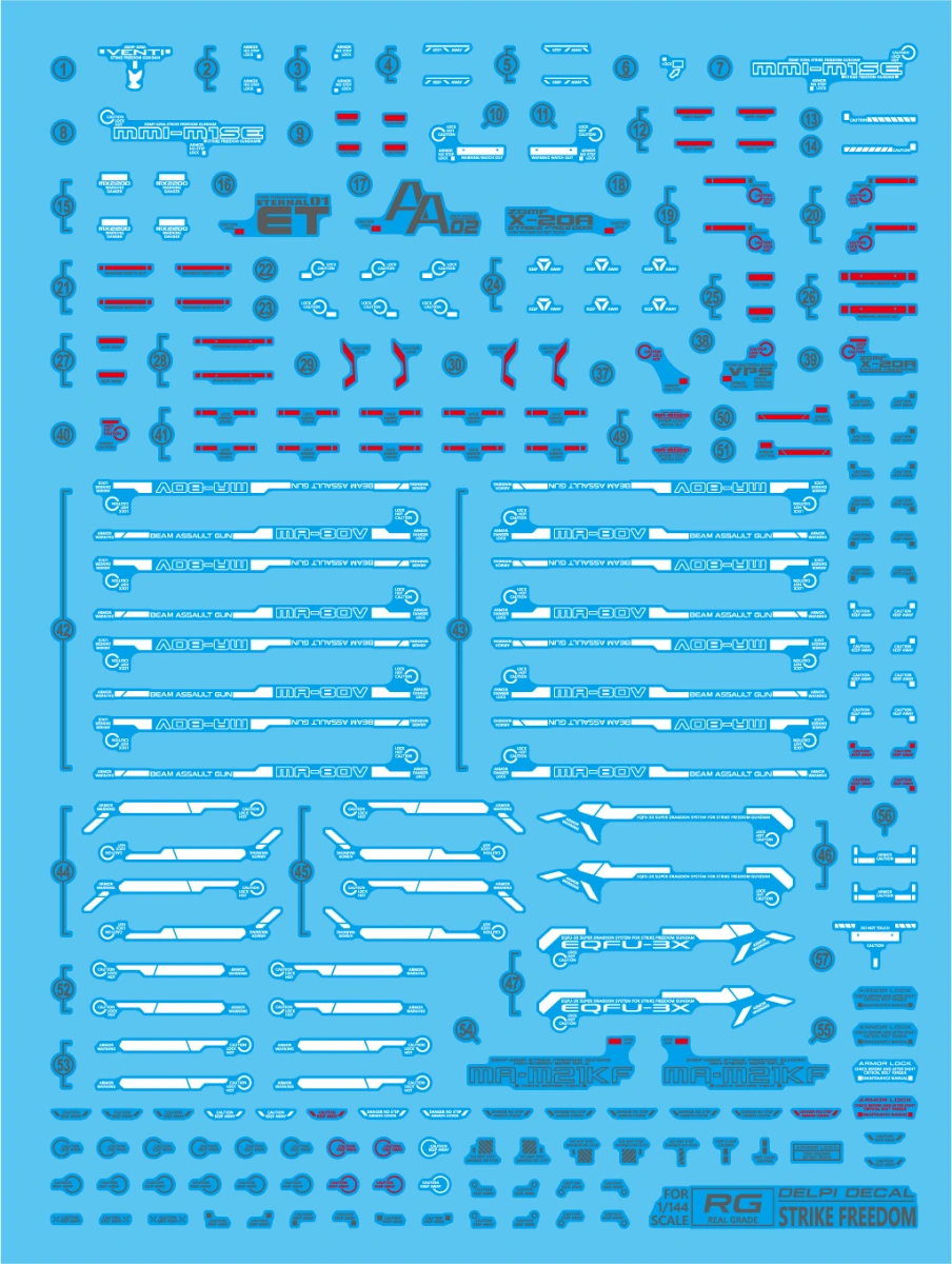 Delpi Decal Waterslide Decals for RG Strike Freedom Gundam