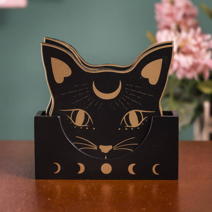 Black Cat Mystic Mog Drink Coasters Set